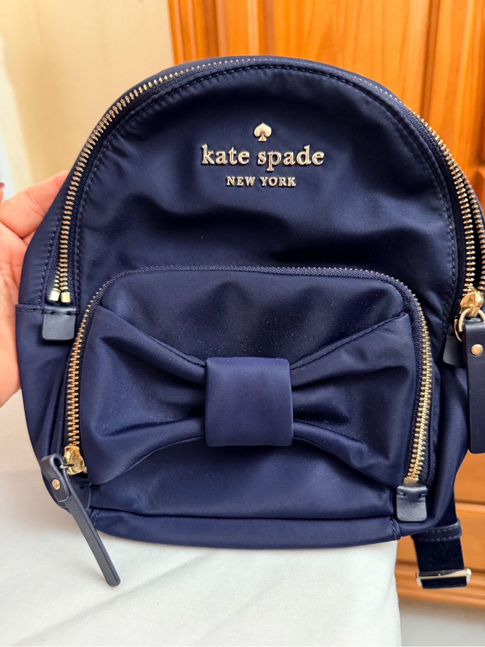 kate spade Navy Mini Backpack with Bow and Gold Hardware